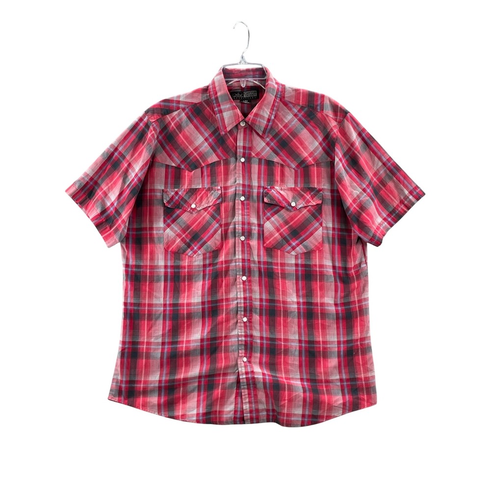 Canyon Guide Outfitters Shirt Mens Large Red Plaid Western Cowboy Rodeo Academia